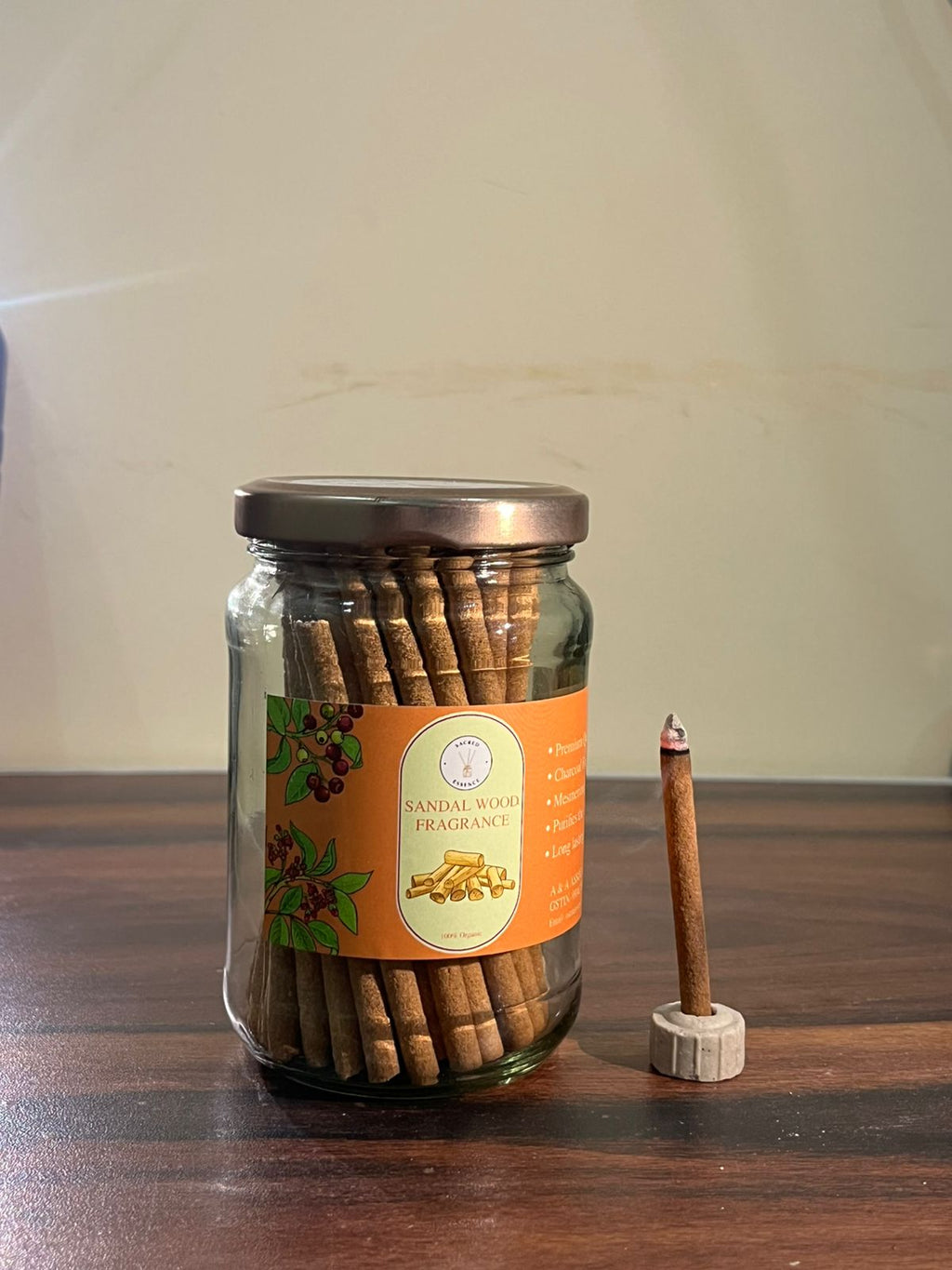 Chandan Incense Stick in Premium Glass Jar Sandalwood